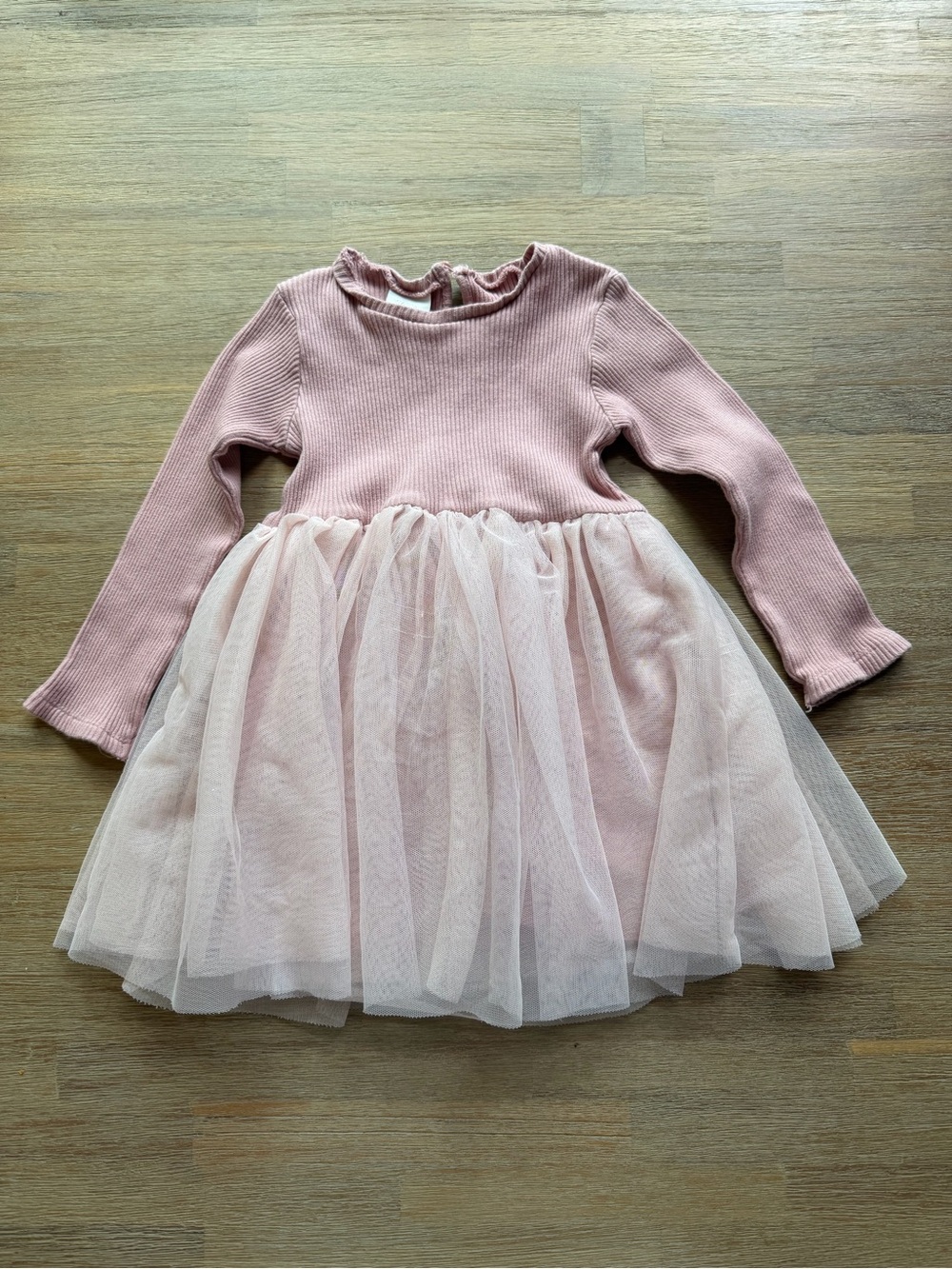 ZARA | Girls' Pink Tulle Rib Knit Dress | 5y